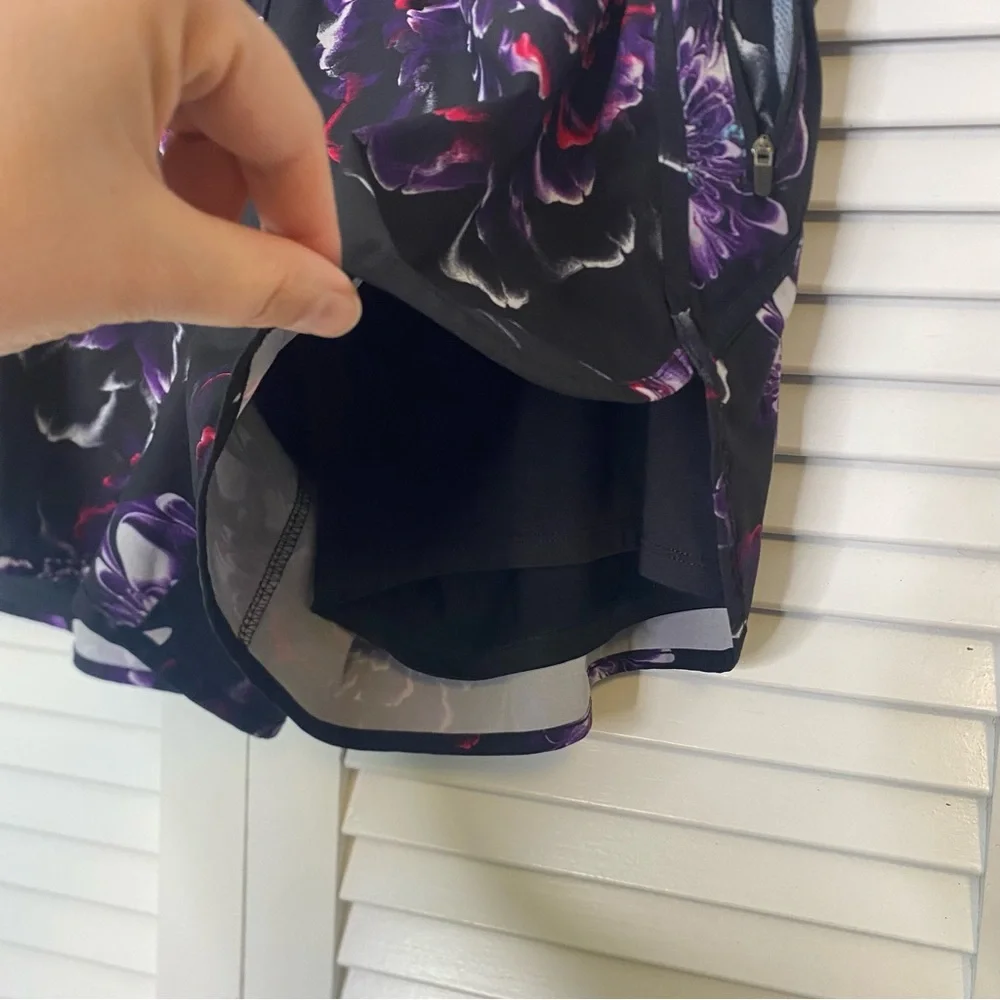Avia | Black and Purple Floral Athletic Shorts | Size XL - Picture 3 of 5